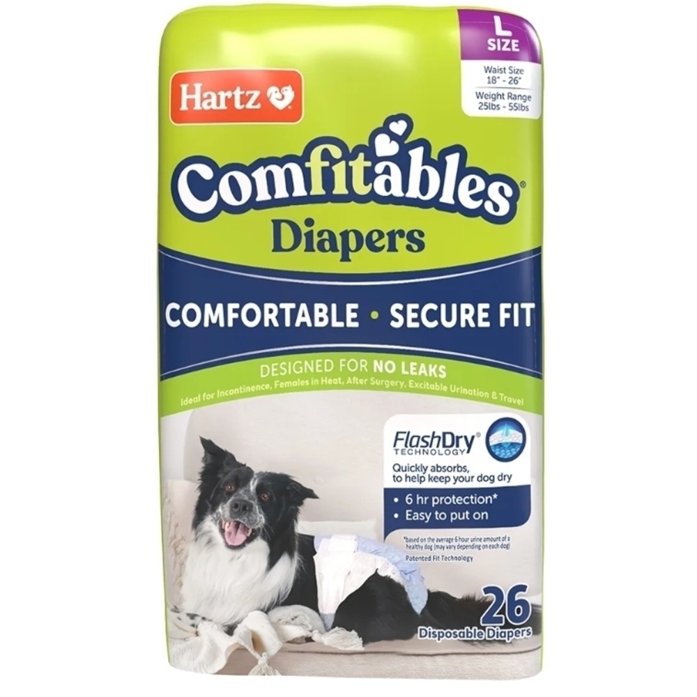 Hartz Comfitables NIP Denim Design Disposable Dog Diapers Size Large- 26ct